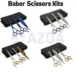 Professional Stainless Steel <b>Barber</b> Hair Cutting Thinning Scissors and Razor <b>Set</b> with Adjustable Screw Finger Rest PU Case - Product Image 5