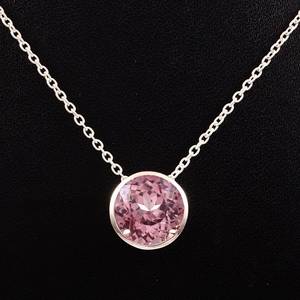 Pink Morganite Pendant 925 Sterling Silver Round Charm Engagement Pendant Proposal Gift For Women - Product Image 3