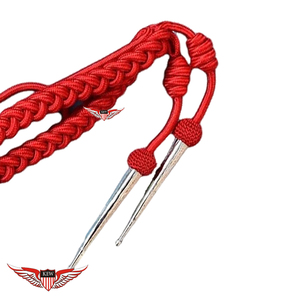 Aiguillette Roja Sedosa con Etiquetas Plateadas, Aiguillette Trenzada con Punta Metálica Plateada - Product Image 5