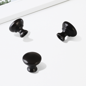 Producto de Moda: Perilla Redonda de Aleación de Zinc para Muebles, Acabado Negro Mate, Materiales Minimalistas para Cocina, Baño, Cajones y Armarios - Product Image 3