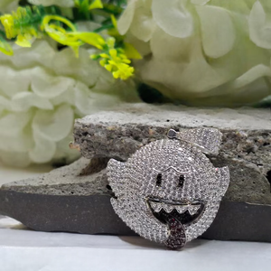 Pendentif Smiley en Argent Sterling 925 avec Moissanite Diamant VVS Taille Ronde Brillante, Bijou Hip Hop Iced Out Fait Main - Product Image 2