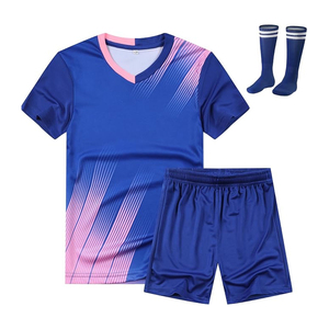 Conjunto de Camiseta de Fútbol para Hombre, Degradado Azul y Rosa, Cuello en V, Manga Corta, Poliéster que Absorbe la Humedad, Uniforme para Todas las Temporadas, Talla Adulto - Product Image 1