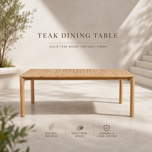 Teak Slatted Dining <b>Table</b> <b>Outdoor</b> Hotel Resort Restaurant Hospitality Project Contract Furniture Manufacturer Indonesia OEM B2B - Product Image 1