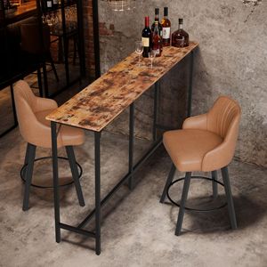 Tavolo da Bar 71 Pollici, Capacità 209 Libbre, Marrone, Altezza Pub, Piano in MDF Resistente, Struttura in Metallo per Cucina/Bar - Product Image 6
