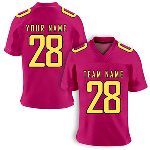 Custom Maroon Gold American Football Jersey V-Neck Short Sleeve Mesh Breathable 100% Polyester Sublimated Print Team <b>Name</b> Number - Product Image 6