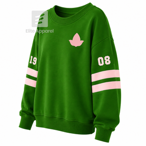 Custom Alpha Kapa Alpha Sorority Breathable Varsity <b>Sweatshirt</b> with Embroidered Logo on Front green pink full Sleeve for Female - Product Image 2