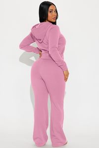 Conjunto de Top Corto con Capucha de Terciopelo y Pantalones Jogger para Mujer, Cierre Frontal Completo, Color Sólido, Chándal Informal para Todas las Temporadas - Product Image 2