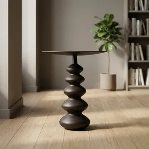 Table basse ronde en bois moderne, design minimaliste, fabrication artisanale, meubles de salon, table d'appoint pour usage domestique - Product Image 4