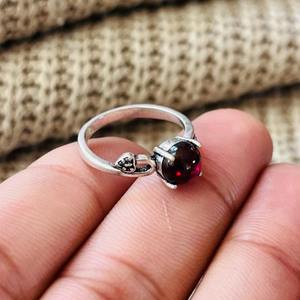 Boho Garnet Mushroom Brass <b>Ring</b> Silver Plated Dainty <b>Statement</b> Wholesale <b>Ring</b> For Women - Product Image 5
