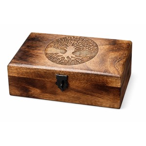 Boîte à chapelet artisanale en bois de manguier écologique Aqdus Saleem avec feuille d'or et coffret cadeau - Cadeau religieux en gros - Product Image 3