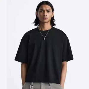 เสื้อยืดโอเวอร์ไซส์ผ้าคอตตอนทรงครอป พิมพ์โลโก้ได้ ทรงบ็อกซี่ สตรีทแวร์ เสื้อยืดผู้ชาย - Product Image 1