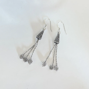 Pendientes Colgantes de Plata 925 Vintage con Diseño de Flor, Joyería para Uso Diario de Mujer, Estilo Étnico con Borlas, Diseño Jhumka - Product Image 3