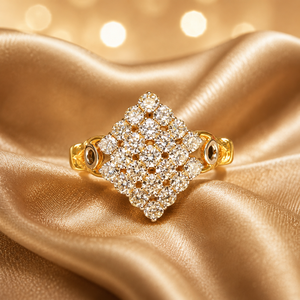Designer 14K <b>Gold</b> Women <b>Ring</b> with Brilliant CZ Square Cluster Premium Bridal Fashion Jewelry Supplier - Product Image 1