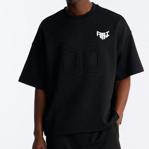 T-shirt Homme Oversize à Épaules Tombantes, Col Rond, Design Numérique Minimaliste en Relief, 100% Coton, Style Streetwear – Fournisseur OEM ODM en Gros - Product Image 1