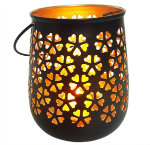 <b>Brass</b> Cylinder Candle Holder With Floral Cutouts Home Decoration Durable Metal <b>Lantern</b> - Product Image 3