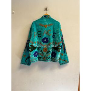 เสื้อแจ็คเก็ตผ้าฝ้ายปักลายดอกไม้ แบรนด์เฟซาแฮนดิคราฟท์ คอจีน แขนยาว ปิดซิป งานแฮนด์เมด สำหรับผู้หญิง ใส่ได้ในช่วงฤดูใบไม้ผลิ - Product Image 5