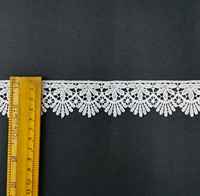 Bordure en dentelle ajourée soluble dans l'eau, broderie florale délicate en soie de lait 100% polyester, élégante et luxueuse pour mariée