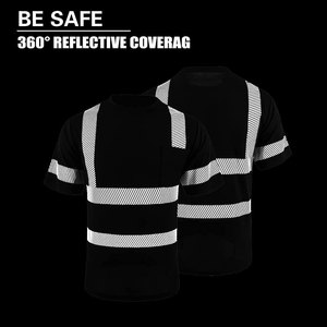 Camiseta de alta visibilidad con cinta reflectante, camiseta de trabajo, camisetas de seguridad para trabajadores de la construcción. - Product Image 3