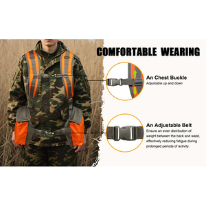 Gilet tactique de chasse aux oiseaux en montagne avec sac à dos, sangles réglables, pochette pour gibier, en polyester respirant, pour homme et femme - Product Image 6