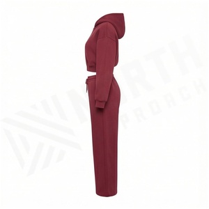 Women 100% Cotton Hooded Tracksuit Set Solid Color Full Length Sweatpants & <b>Zipper</b> <b>Jacket</b> Casual Loose Fit Autumn Wear - Product Image 3