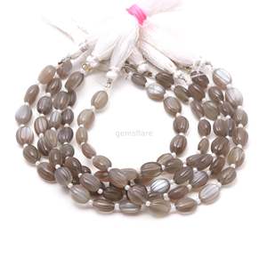 Cuentas ovaladas talladas de piedra lunar gris AAA, cuentas de piedras preciosas naturales talladas a mano para la fabricación de joyas, tallados de piedra lunar de primera calidad, 8 pulgadas - Product Image 4