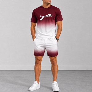 Conjunto Deportivo de Dos Piezas con Logotipo Personalizado, Estampado en Degradado, Secado Rápido, Transpirable, Sublimado, Ligero e Informal para Verano - Product Image 5
