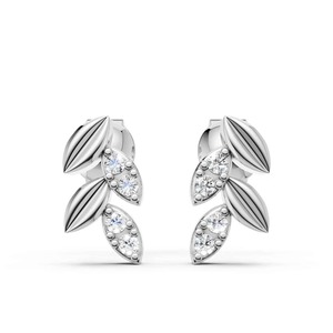 Pendientes Colgantes de Moissanita en Plata Rodiada, Joyería Fina para Hombre con Diseño Asimétrico de Motivo de Vid - Product Image 1