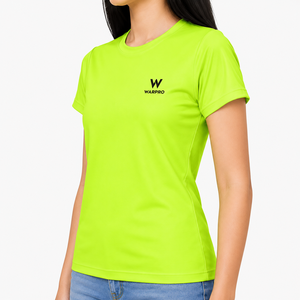 เสื้อยืดแขนสั้นคอกลมทรงเข้ารูปแห้งเร็วสีเขียวมะนาวสำหรับผู้หญิง Warpro ผ้าเจอร์ซีย์สีพื้นลำลองใส่ได้ทั้งฤดูใบไม้ผลิและฤดูร้อน - Product Image 2