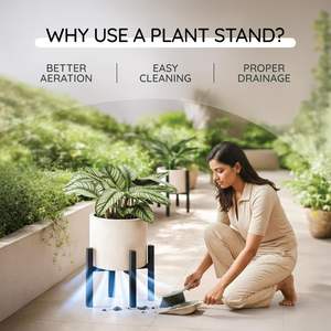 Support de plante en métal réglable à 4 pieds, deux options de hauteur pour pots de 8 à 12 pouces, support de plante décoratif moderne pour l'intérieur et l'extérieur - Product Image 4