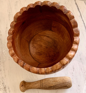 Juego de Mortero y Maja de Madera Artesanal, Molinillo de Especias de Madera Natural, Tazón para Moler Hierbas, Herramienta de Cocina Tradicional, Decoración Rústica para el Hogar - Product Image 4