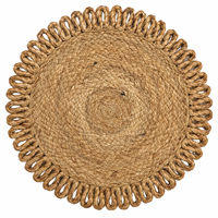 Tapis rectangulaire lavable en jute tressée Star Hometex, style moderne, couleur unie, antidérapant, à poils plats, pour chambre à coucher