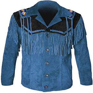 Chaqueta de Hombre de Piel Genuina con Cuello Camisero, Cierre de Cremallera y Flecos, Diseño Nuevo, Cómoda, Transpirable y de las Más Vendidas - Product Image 6
