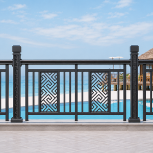 Panneau de clôture extérieur décoratif en métal noir, design grec, pour balcon, villa, piscine, terrasse, garde-corps de sécurité, usage domestique moderne - Product Image 1