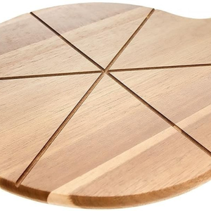 Tabla de cortar y servir pizza de madera de acacia vietnamita al por mayor con ranuras integradas para porciones y asas - Product Image 2