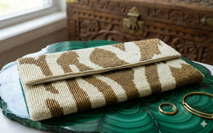 Bolso de mano de chenilla con cuentas, bolso plegable tejido, bolso de moda de dos tonos para regalo de fiesta - Product Image 3