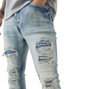 Jeans de Mezclilla para Hombre, Corte Regular, Color Arena Oscuro, Desgastados, Rectos, Cintura Alta, Algodón, Casuales, Sólidos, de Secado Rápido y Transpirables - Product Image 4