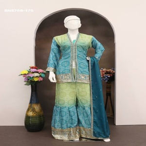 Festival Wear Latest Collection Digital Multi <b>Colour</b> Chinon with Sequence Embroidered Sharara-Top & Dupatta <b>Set</b> Wholesale Supply - Product Image 1