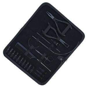 Hair Extension Tools Kit Rexine <b>Case</b> Parting Finger Sectioning Clips Tail Comb Scissor <b>Needle</b> Loop Wire Hook Plier Set Salon - Product Image 1