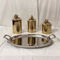 Ensemble de boîtes de conservation de luxe en acier inoxydable argenté martelé pour cuisine, écologiques, pour la préservation de la fraîcheur, emballage carton, pour la maison