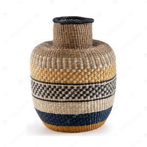 Vase en jonc de mer de style Bolga, coloré et fleuri, de la marque Vietrustic, pour la table, les aliments et les plantes. - Product Image 5