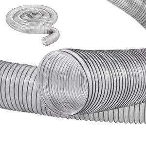Tubo Flessibile Trasparente Rinforzato in PVC per Aspirazione Polveri 4 X 20 con Spirale in Filo d'Acciaio al Carbonio, Resistente alle Forature, 4 X 30 per Collettore di Polveri - Product Image 1