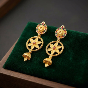 ต่างหูทองชุบไมครอน 14K 18K 24K แบบขายส่ง ดีไซน์ลายดอกไม้แบบดั้งเดิม ชุดต่างหูเจ้าสาว ต่างหูแฟชั่นแบบห้อย - Product Image 6