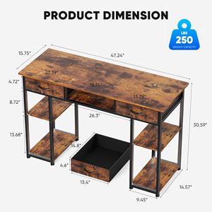 <b>Small</b> Fabric Drawer <b>Computer</b> <b>Desk</b> Home Office Writing Table with Storage Shelves for <b>Small</b> Spaces - Product Image 5