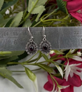 Trendy <b>Garnet</b> Oval Gemstone <b>Earring</b> 925 Sterling Silver Plated Designer Jewelry For Women Fashion Dangle Drop - Product Image 2