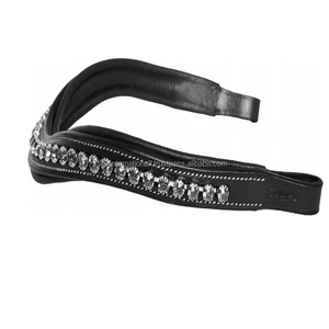 Bandeau de front rembourré en cuir pour cheval, avec une rangée de cristaux intégrée, accessoire d'équitation haut de gamme pour concours. - Product Image 6