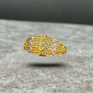 Elongated Filigree Designer <b>Ring</b> Net Weight 2.160g 22K Two-Tone Gold Finger <b>Ring</b> for <b>Men</b> & Women | - Product Image 2