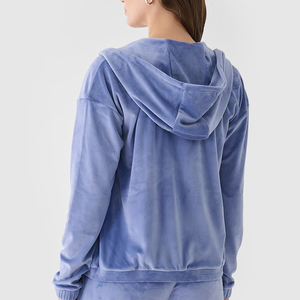 Best Clothing Manufacturer Women <b>Velvet</b> Hoodies For Sale Wholesale New Arrival Customized Logo Zipper Women <b>Velvet</b> <b>Hoodie</b> - Product Image 2