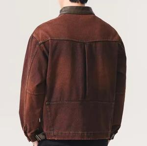 Blouson Bomber Polaire Homme Col Montant Décontracté Coupe Droite Coton Lavé Respirant Style Vintage Automne avec Détails Coupés à l'Avant - Product Image 5