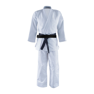 Kimono d'arts martiaux noir avec ceinture blanche, uniforme d'entraînement pour débutants, tissu léger, ensemble de sport personnalisé - Product Image 6