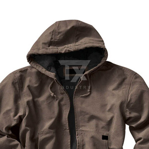 Pakistan Manufacturer's Custom Winter Stand Collar Waterproof Windproof Breathable Solid Color <b>Canvas</b> <b>Men's</b> Windbreaker <b>Jackets</b> - Product Image 2